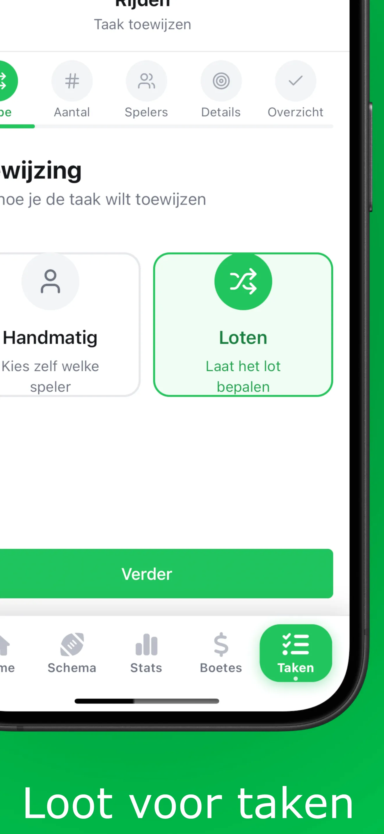 Taken toewijzen via loting